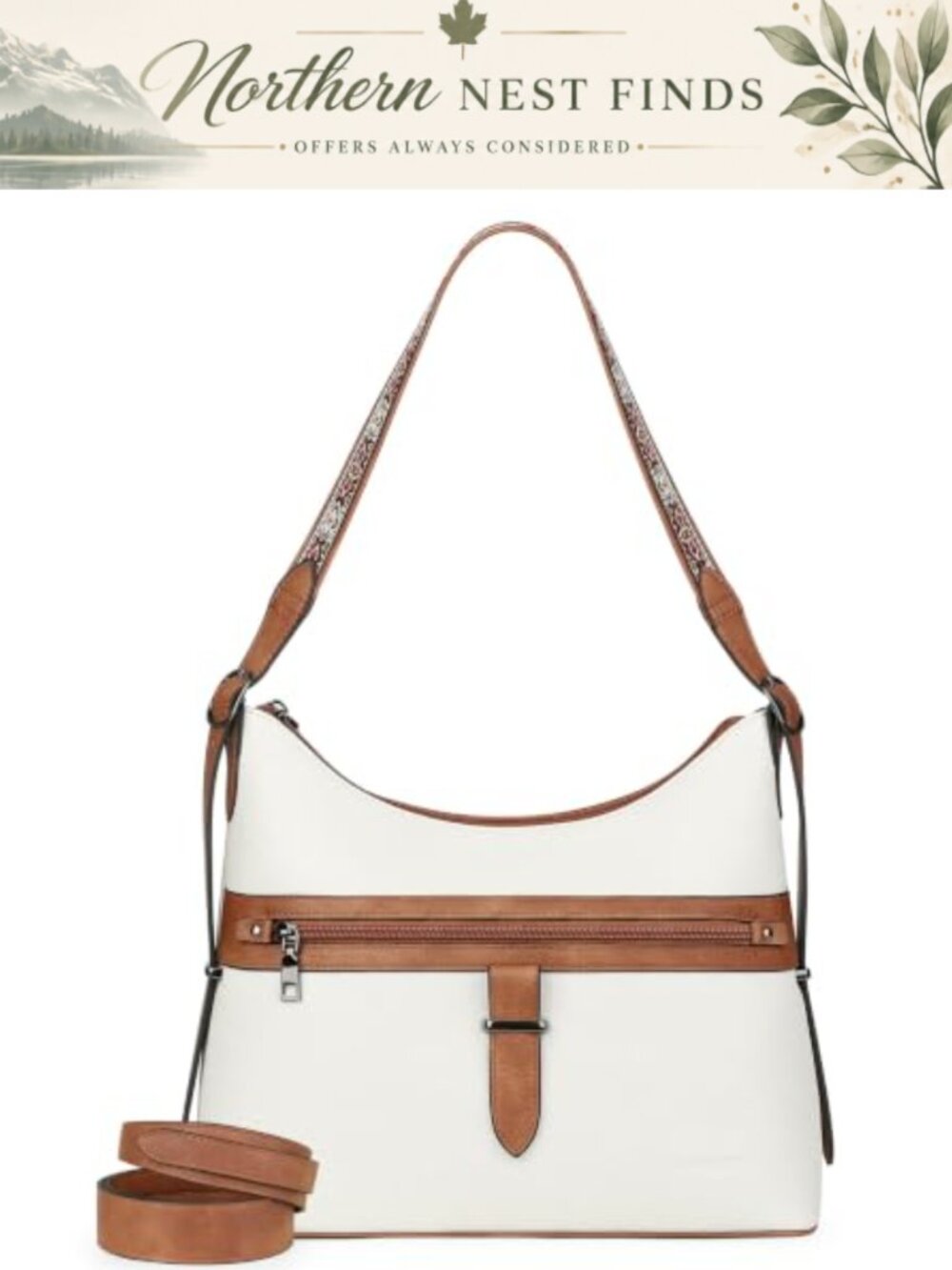 Vegan Leather Hobo Crossbody Bag Wide Strap Shoulder Handbag
